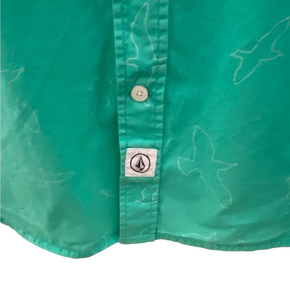 VOLCOM Bird Green Collared Short Sleeve Shirt Men M Medium - Picture 3 of 7